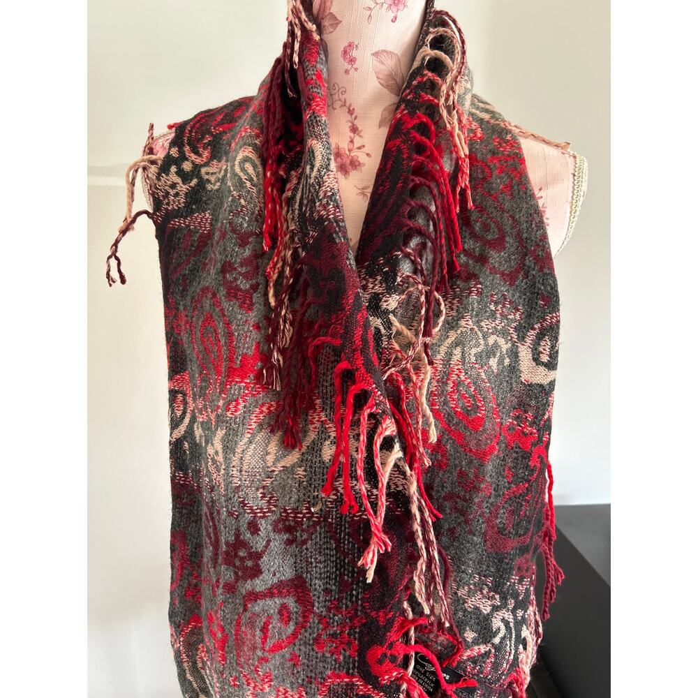 Cejoni scarf red black grey infinity scarf